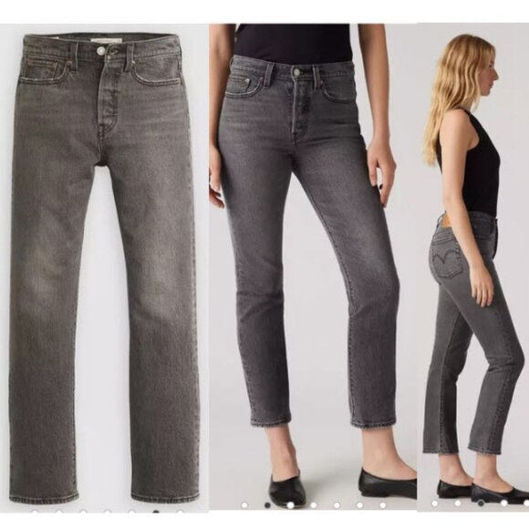 Levi's 501 Grey Premium Wedgie Straight Leg Jeans Size 31 - Picture 2 of 16